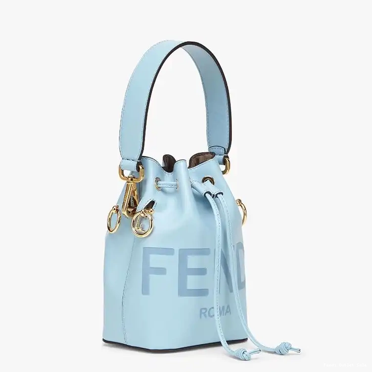 Cheap Logo Bag ROMA Bucket In Tresor Fendi Mini Mon Calf Leather Sky Blue 0408
